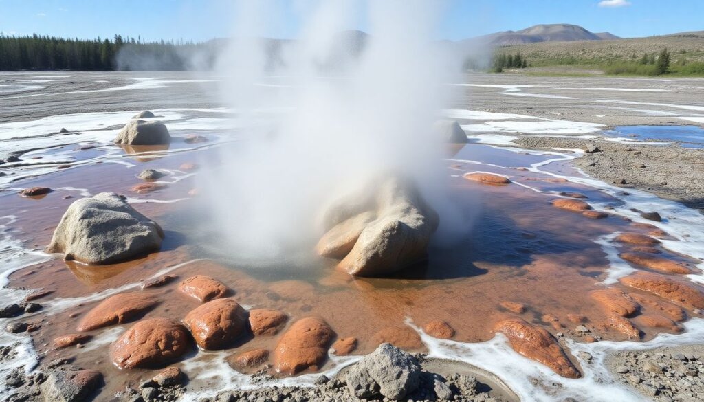 гейзеры и рыбалка - иллюстрация