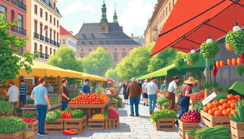 фермерские рынки - иллюстрация