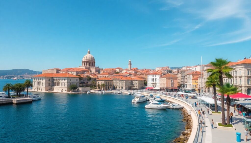 побережье и древние города - иллюстрация