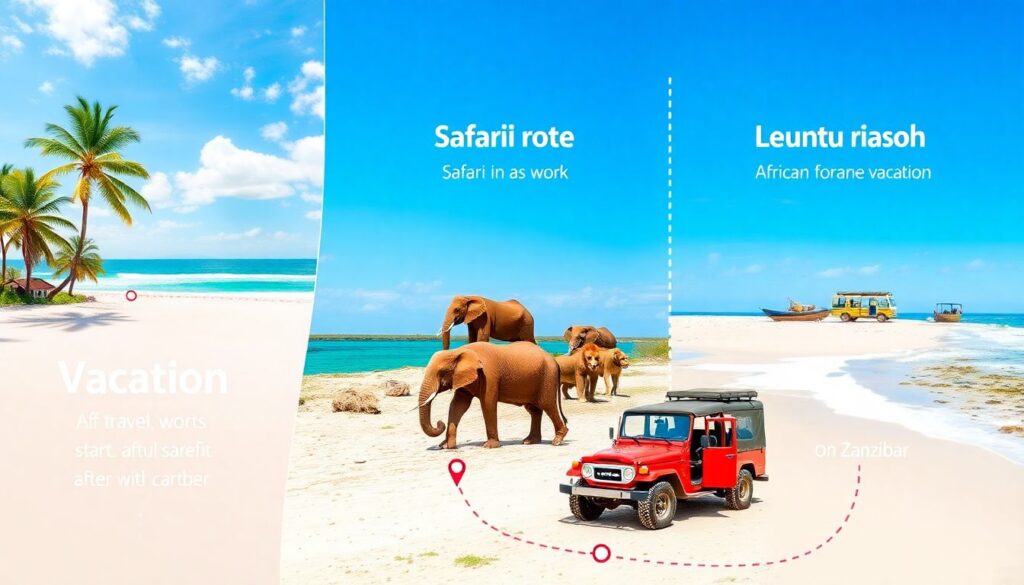 пляжи и сафари - иллюстрация