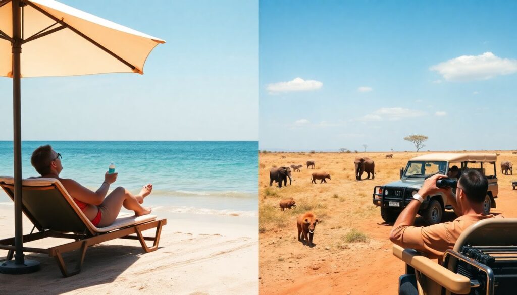 пляжи и сафари - иллюстрация
