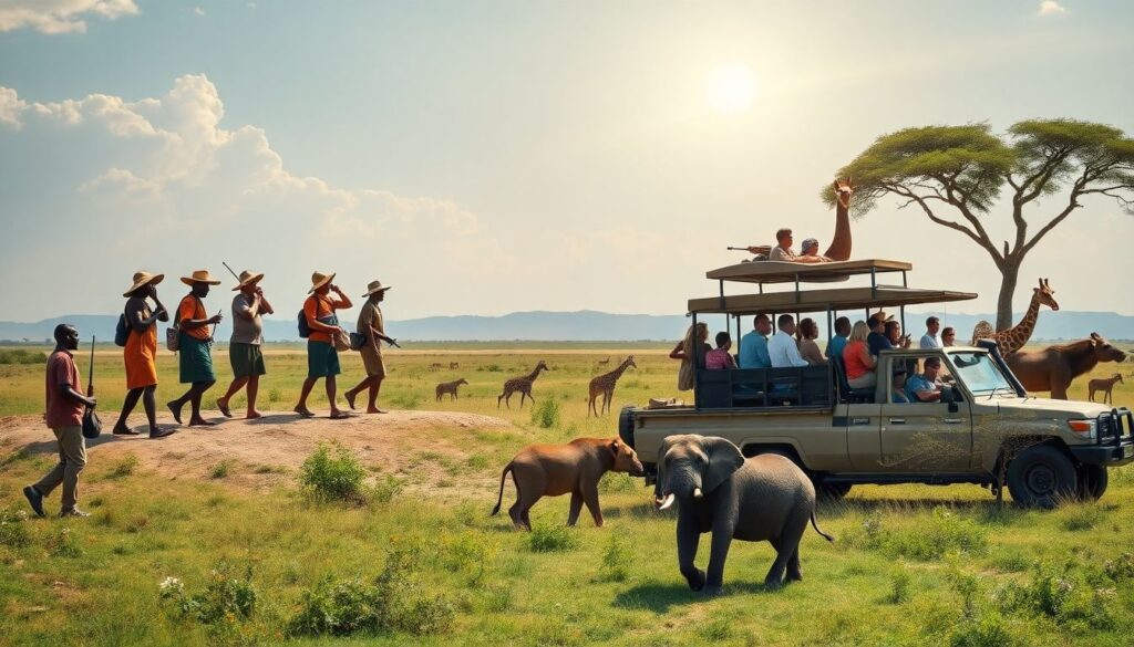 пляжи и сафари - иллюстрация