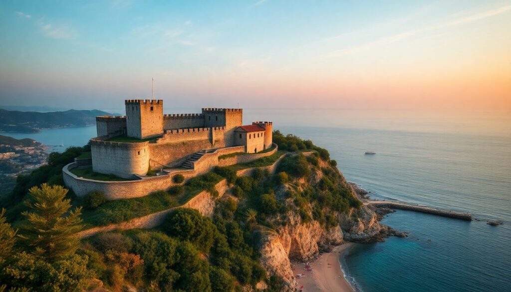 побережье и крепости - иллюстрация