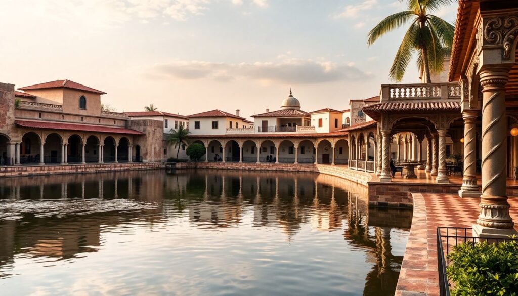 озера и колониальные города - иллюстрация