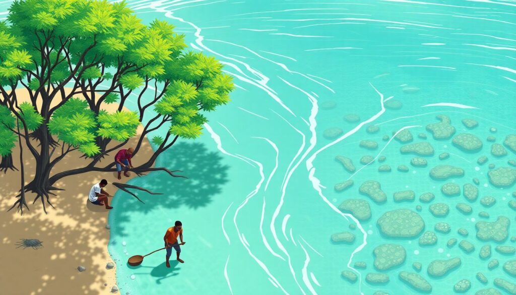 Путешествия по Мозамбикe: побережье Индийского океана и природный ресайклинг - иллюстрация