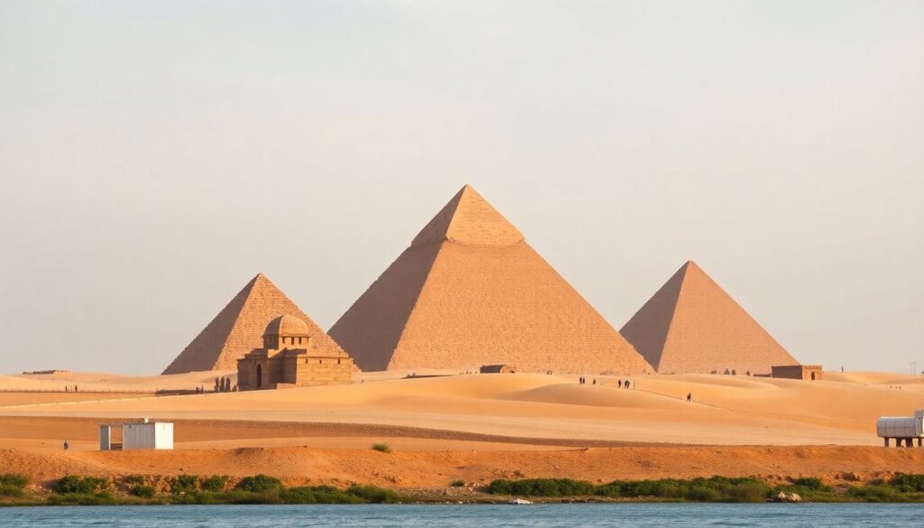 Путешествие по маршрутам вдоль Нила: пирамиды - иллюстрация