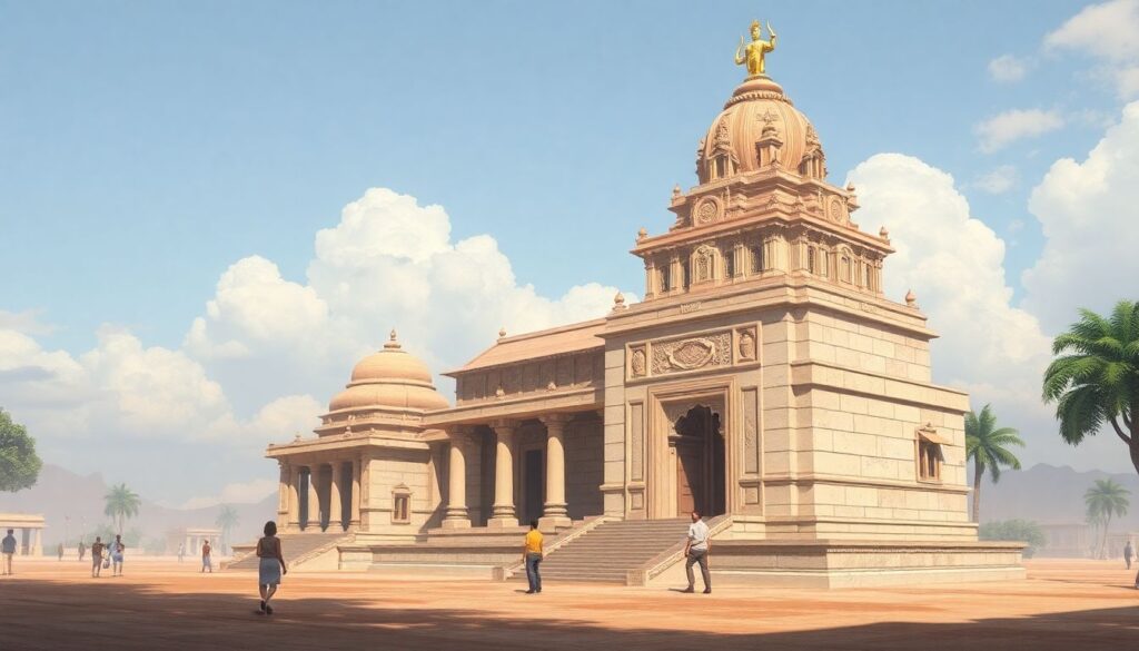 храмовые комплексы и рынки - иллюстрация