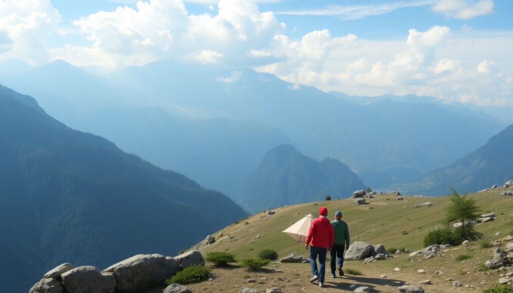 Истории о приключениях в Гималаях: треккинг и снежные перевалы - иллюстрация