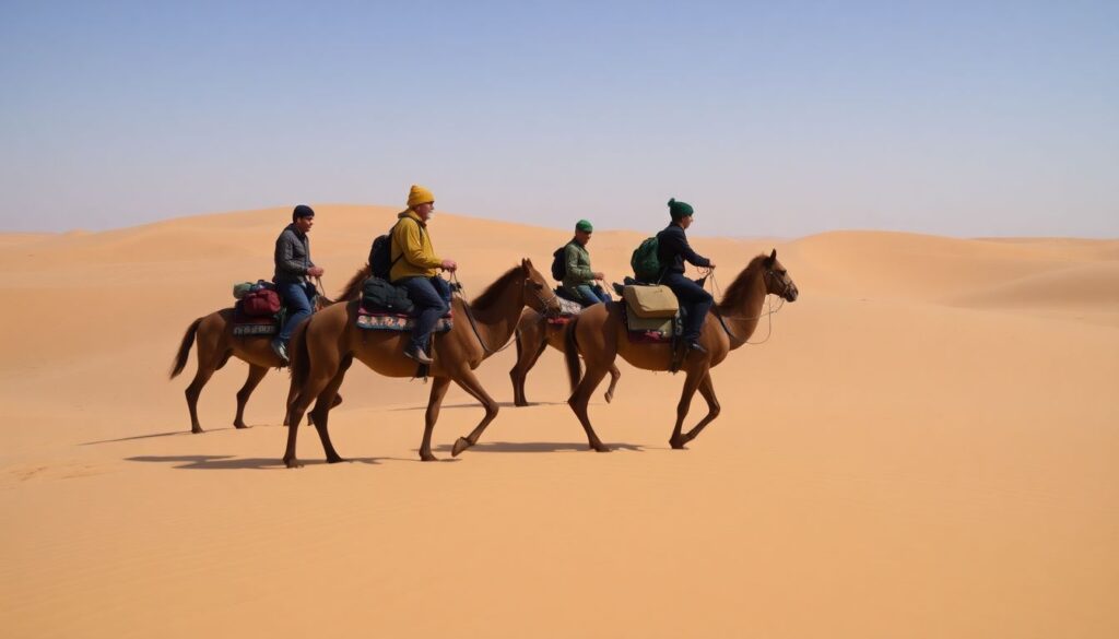 Путешествия по Сахаре: песчаные дюны и оазисы - иллюстрация