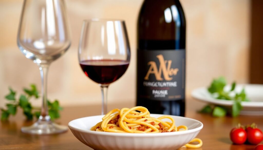 вина и паста - иллюстрация