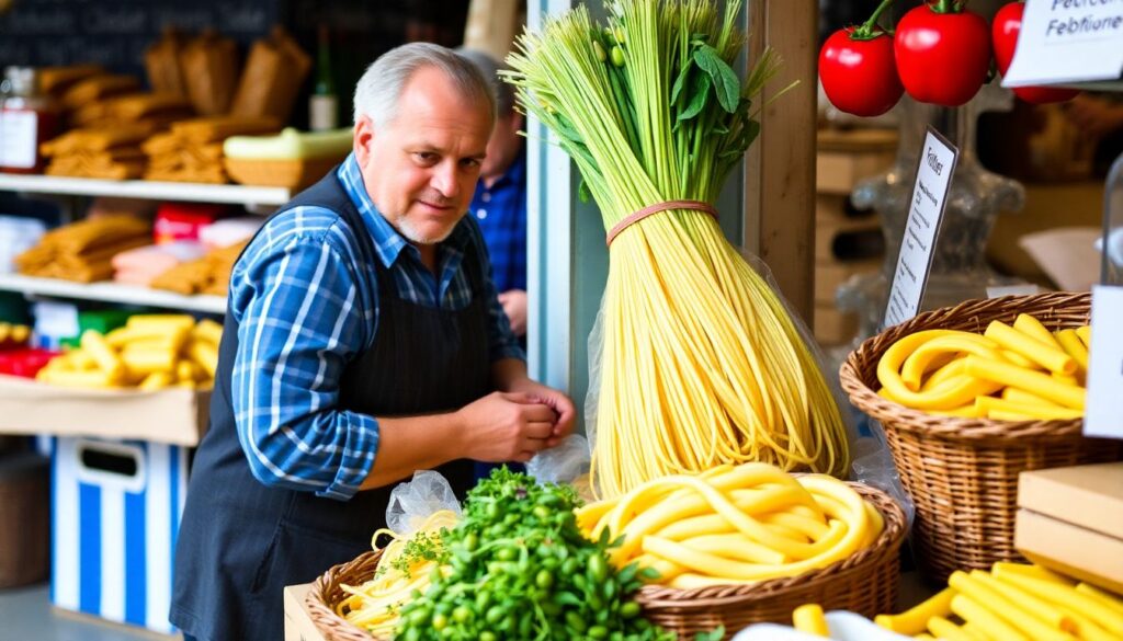 рынки и паста - иллюстрация