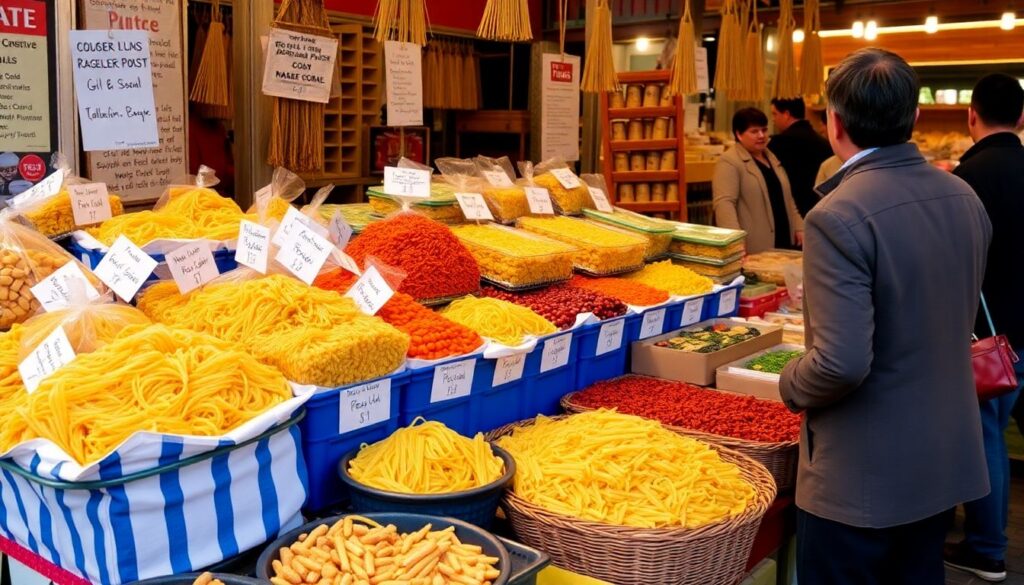 рынки и паста - иллюстрация