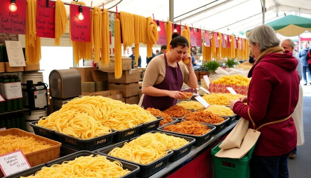 рынки и паста - иллюстрация