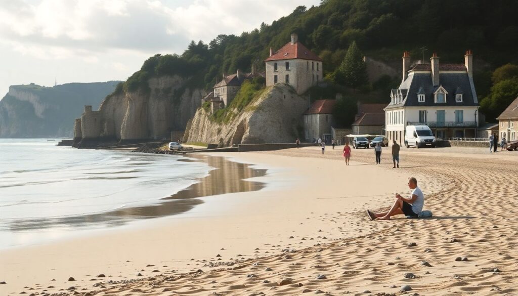 Путешествия по Нормандии: побережье - иллюстрация