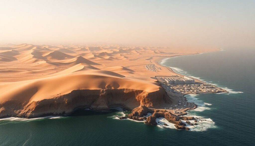 пустыня и побережье - иллюстрация