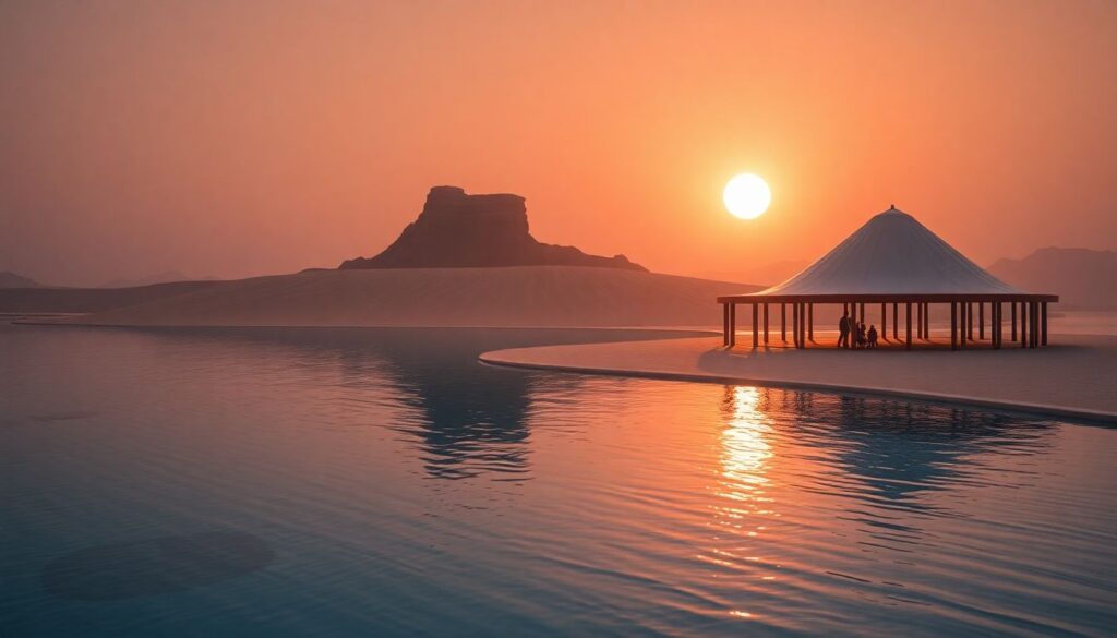 пустыня и побережье - иллюстрация