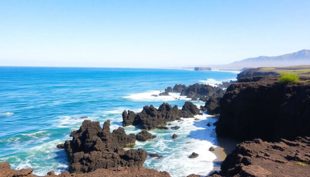 море и вулканы - иллюстрация