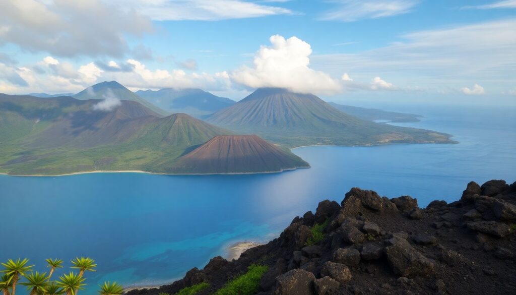 море и вулканы - иллюстрация