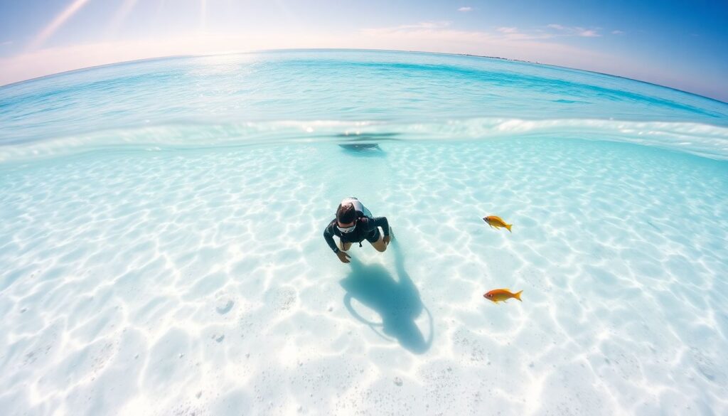 дайвинг и белый песок - иллюстрация