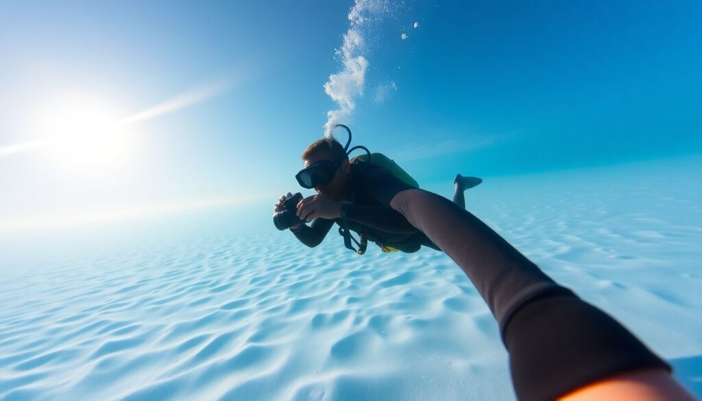 дайвинг и белый песок - иллюстрация