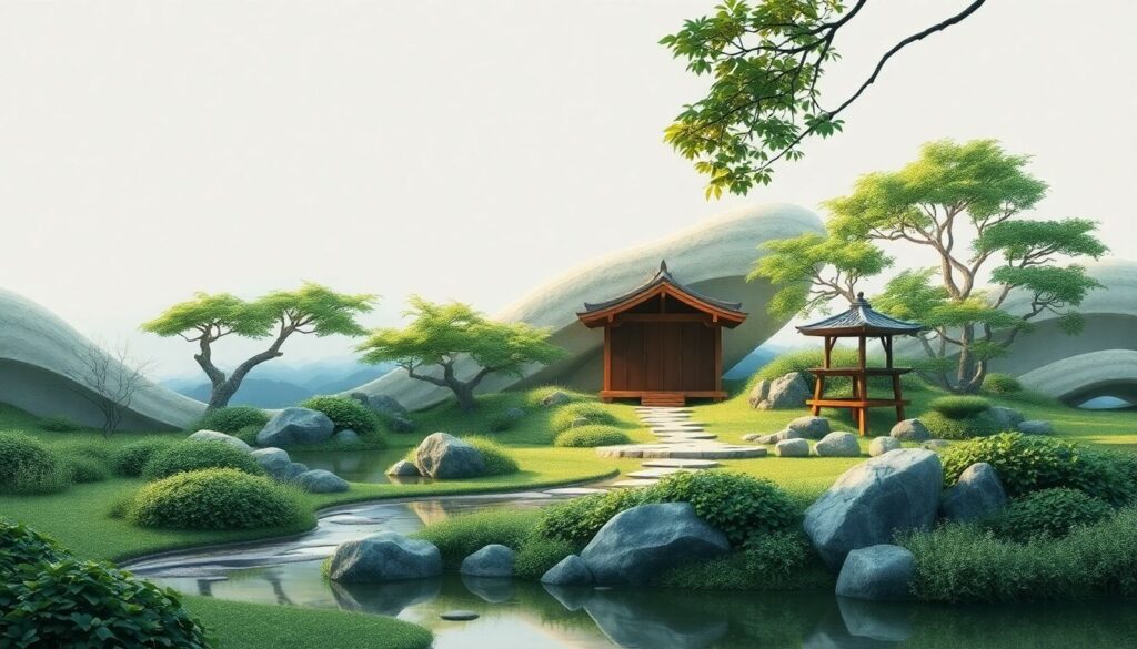 ландшафты и чай - иллюстрация