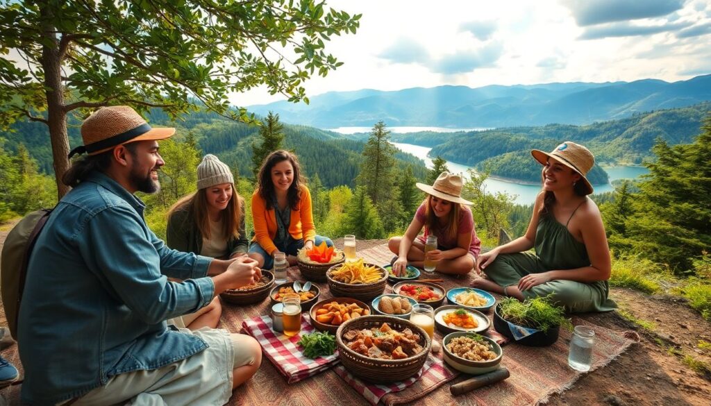 кухне и природные достопримечательности - иллюстрация