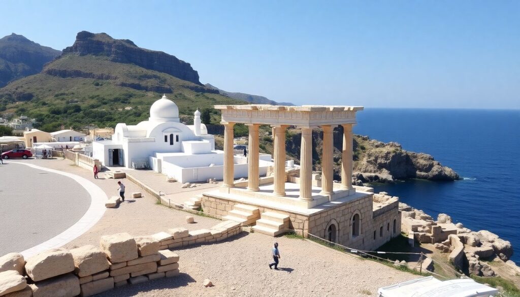 пляжи и экскурсии - иллюстрация