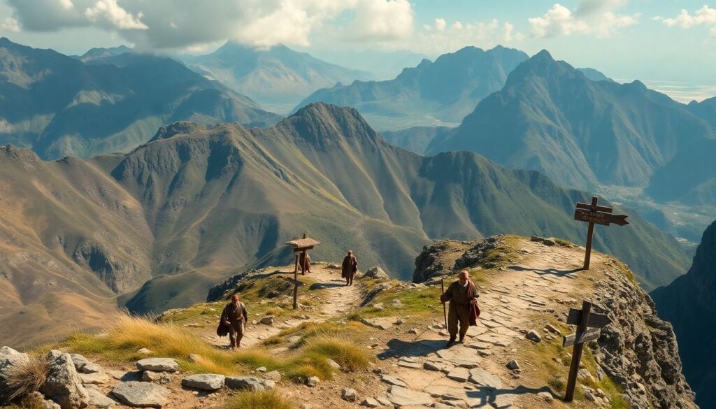 горы и древние пути - иллюстрация