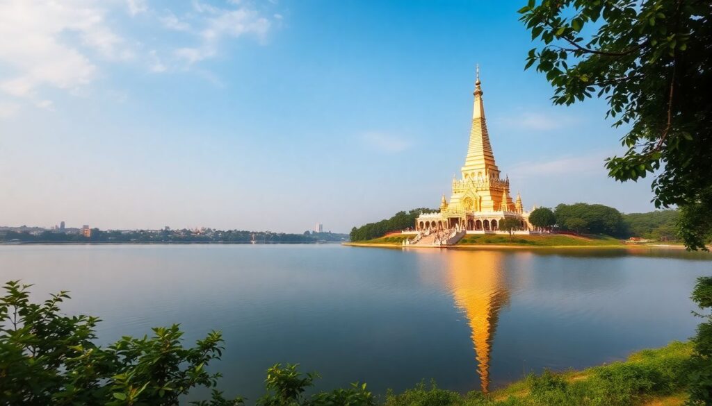 пагоды и озера - иллюстрация