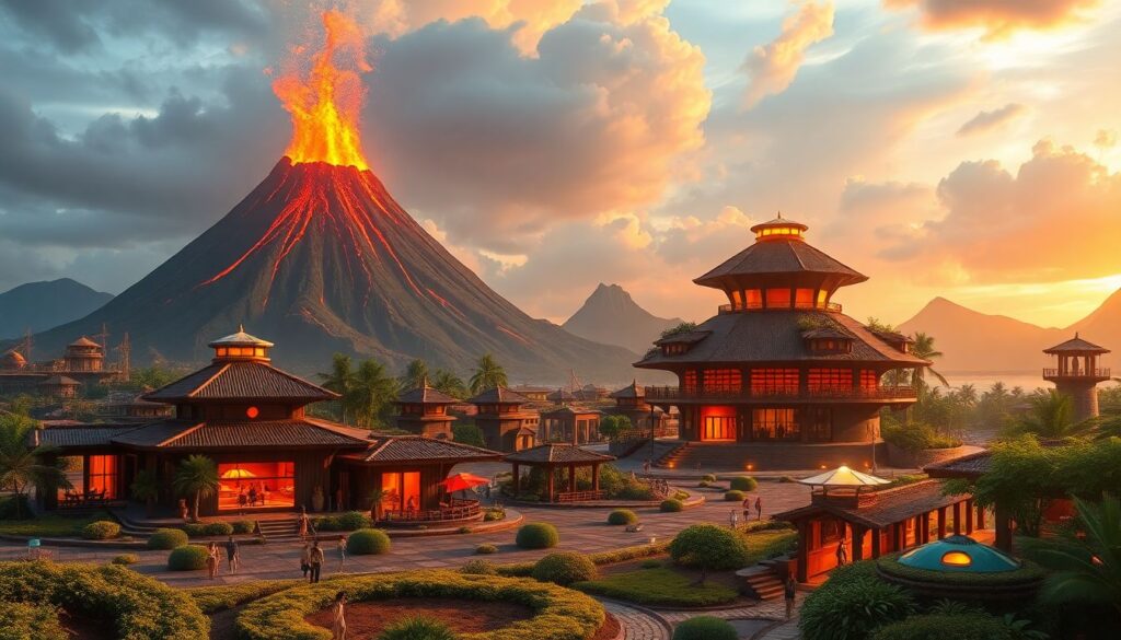 вулканы и культуры - иллюстрация