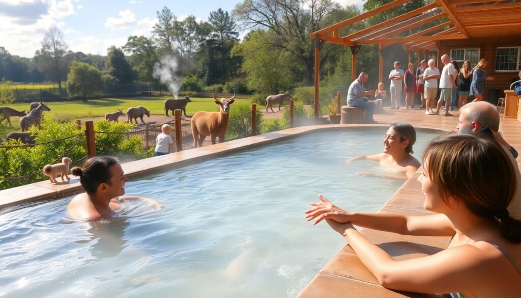 термальные источники и зоопарки - иллюстрация