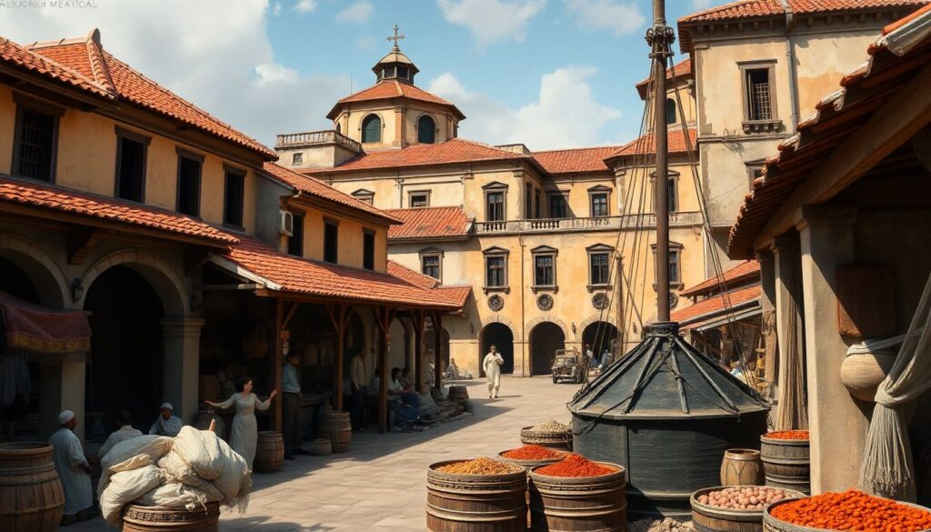 специи и колониальная архитектура - иллюстрация