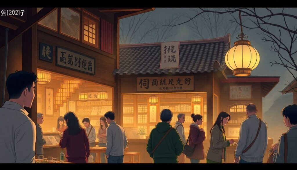 рынки и чайные дома - иллюстрация