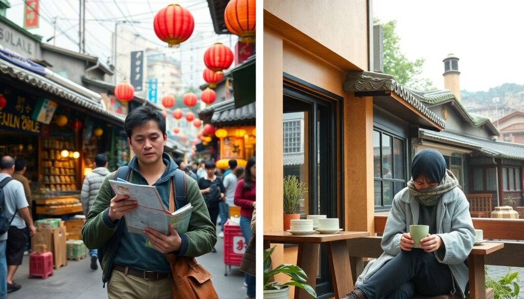 рынки и чайные дома - иллюстрация