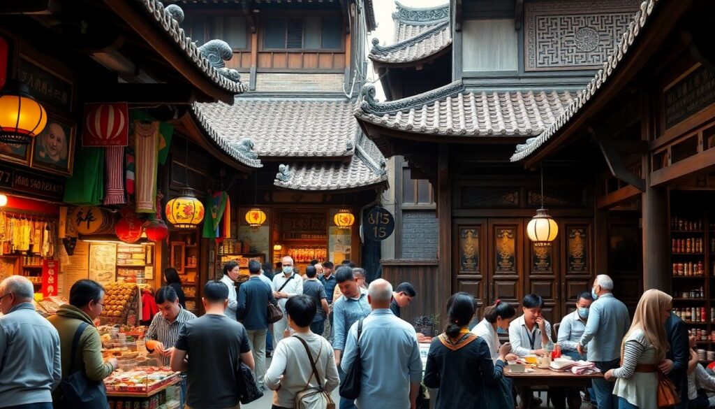 рынки и чайные дома - иллюстрация