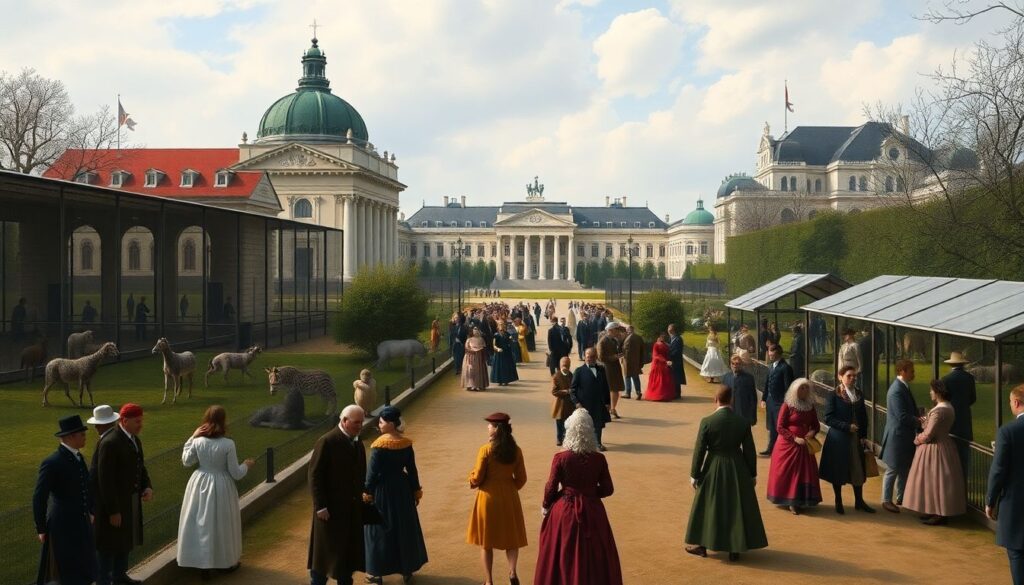 зоопарк и оперный театр - иллюстрация