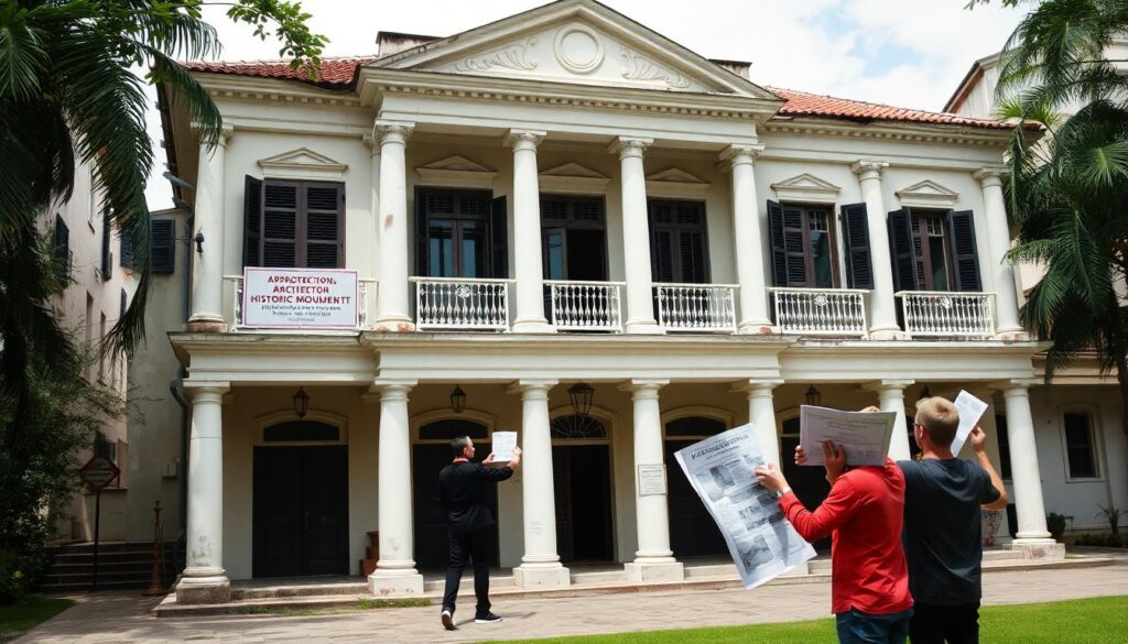 рынок и колониальная архитектура - иллюстрация