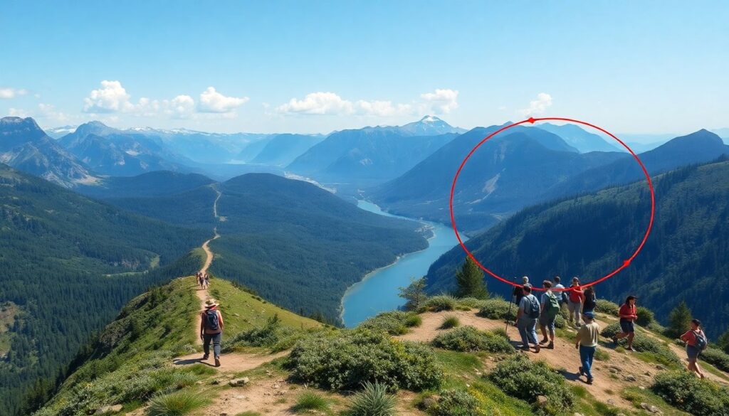 побережье и треккинг - иллюстрация